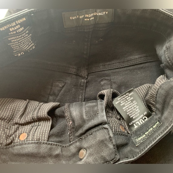 CULT OF INDIVIDUALITY PUNK SUPER SKINNY RIPPED BLACK FADED JEANS W30 L32 MENS😍 - Picture 8 of 10